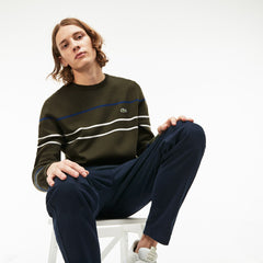 Men's Crew Neck Multicolor Striped Milano Cotton Sweater / Lacoste
