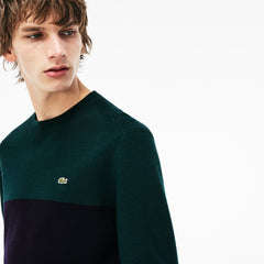 Men's Crew Neck Ribbed Wool Sweater / Lacoste