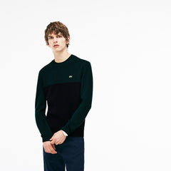 Men's Crew Neck Ribbed Wool Sweater / Lacoste