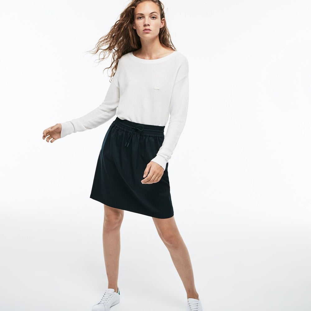 Women's Elasticized Waist Flowing Stretch Wool Knit Skirt / Lacoste