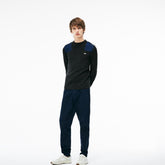 Men's Crew Neck Colorblock Ribbed Wool And Cotton Sweater / Lacoste