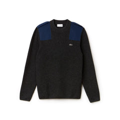 Men's Crew Neck Colorblock Ribbed Wool And Cotton Sweater / Lacoste