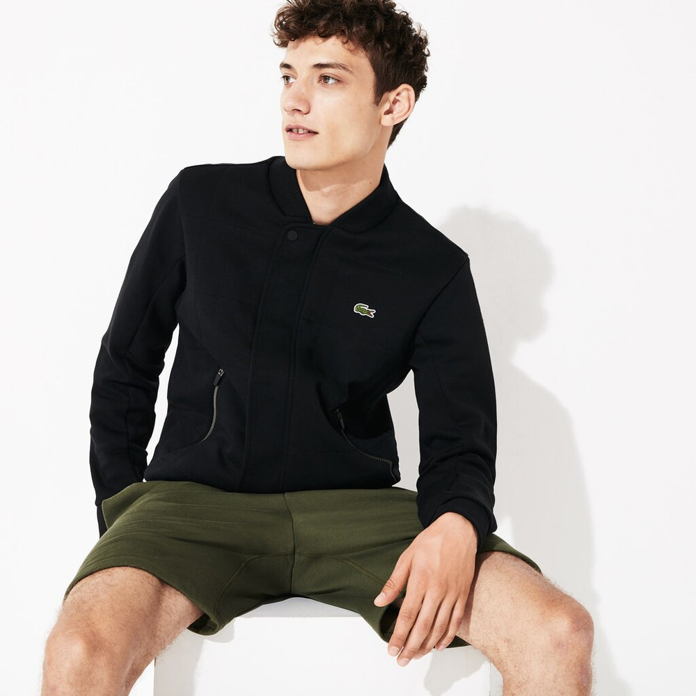 Men's SPORT Quilted Cotton Blend Fleece Bomber Jacket / Lacoste