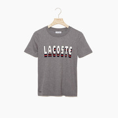 Women's Crewneck 3D-Lettering Cotton T-Shirt / Lacoste