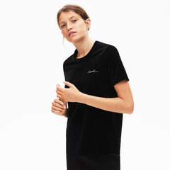 Women's LIVE Crewneck Golden Signature Velvet T-Shirt / Lacoste