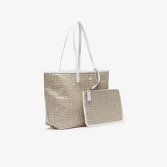 Women's Monogram Coated Cotton Canvas Tote Bag / Lacoste