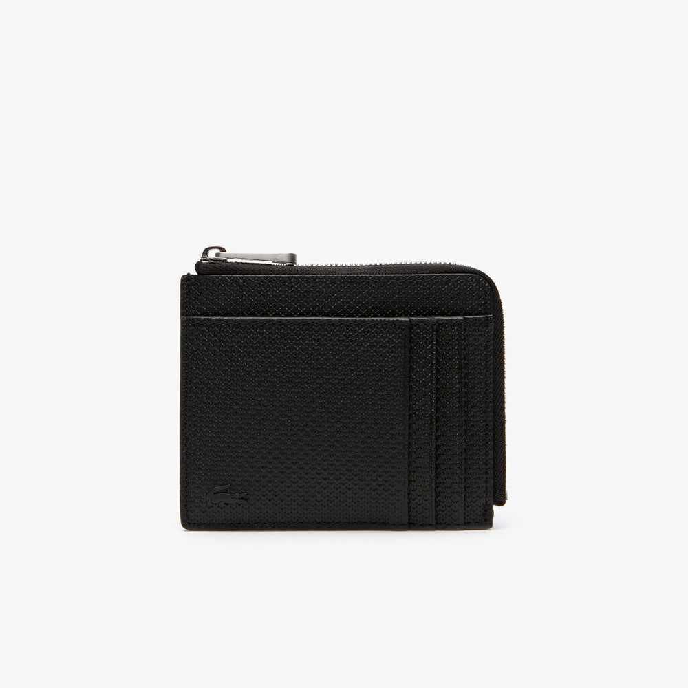 Men's Chantaco Matte Piqué Leather Zip 4 Card Holder / Lacoste