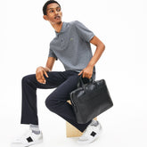Men's L.12.12 Detachable Shoulder Strap Leather Computer Bag / Lacoste