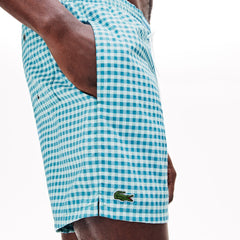 Men's Striped Seersucker Swim Trunks / Lacoste