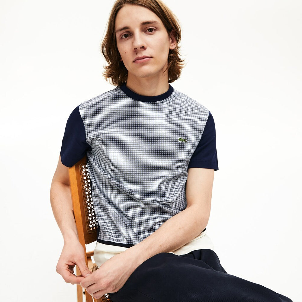 Men's Crewneck Print-Blocked Cotton T-Shirt / Lacoste