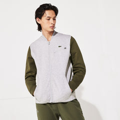 Men's SPORT Contrast-Sleeve Fleece Varsity Jacket / Lacoste
