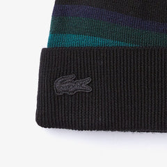 Women's Striped Wool Jersey Beanie / Lacoste