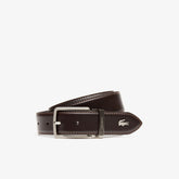 Men's Engraved-Buckle Grained Leather Belt / Lacoste