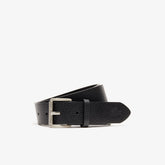 Men's Engraved Rolling Buckle Grained Leather Belt / Lacoste