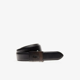 Men's Lacoste Engraved Plate Buckle Leather Belt / Lacoste