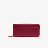 Women's Croco Crew Grained Leather Zip Wallet / Lacoste