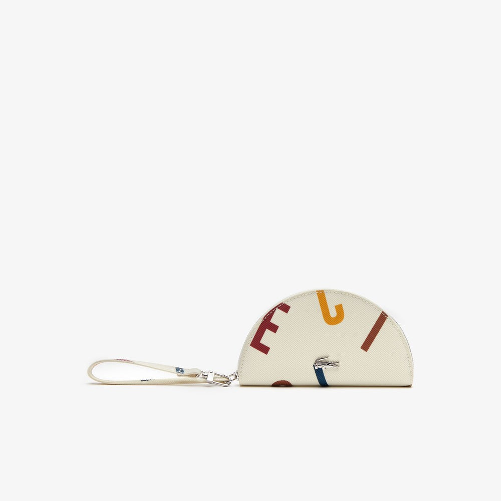 Women's Daily Classic Coated Print Canvas Half Moon Clutch / Lacoste