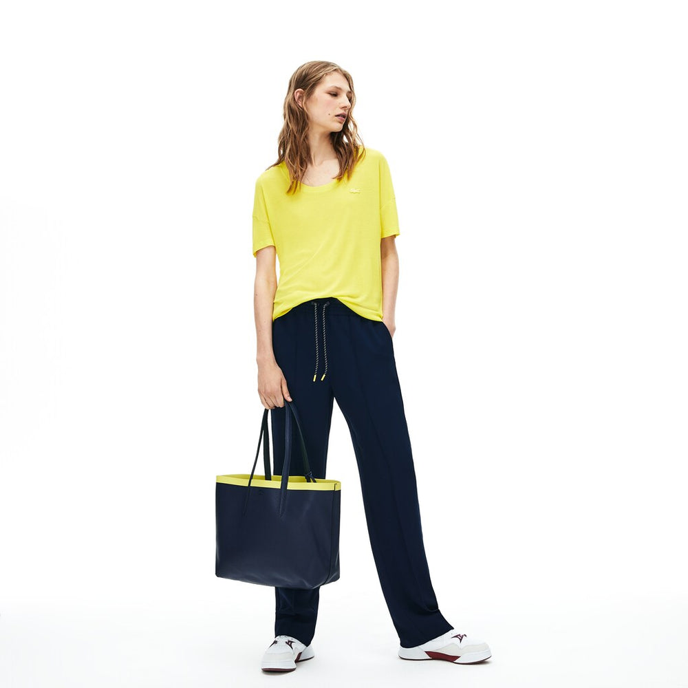 Women's Anna Reversible Contrast Band Coated Canvas Tote Bag / Lacoste