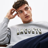 Men's 3D-Lettering Crewneck Cotton Blend Sweater / Lacoste