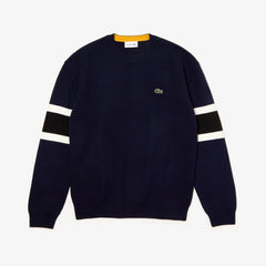 Men's Crewneck Striped-Sleeve Heathered Jacquard Sweater / Lacoste