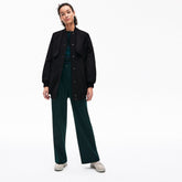 Women's Quilted Lining Long Wool Crepe Bomber Jacket / Lacoste