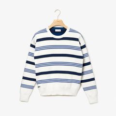 Women's Crewneck Striped Piqué And Jersey Sweater / Lacoste
