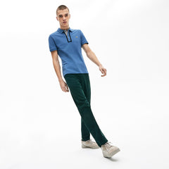 Men's Slim Fit Checkered-Placket Stretch Cotton Piqué Polo / Lacoste
