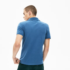 Men's Slim Fit Checkered-Placket Stretch Cotton Piqué Polo / Lacoste