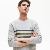 Men's Crewneck Striped Texturized Piqué Sweater / Lacoste