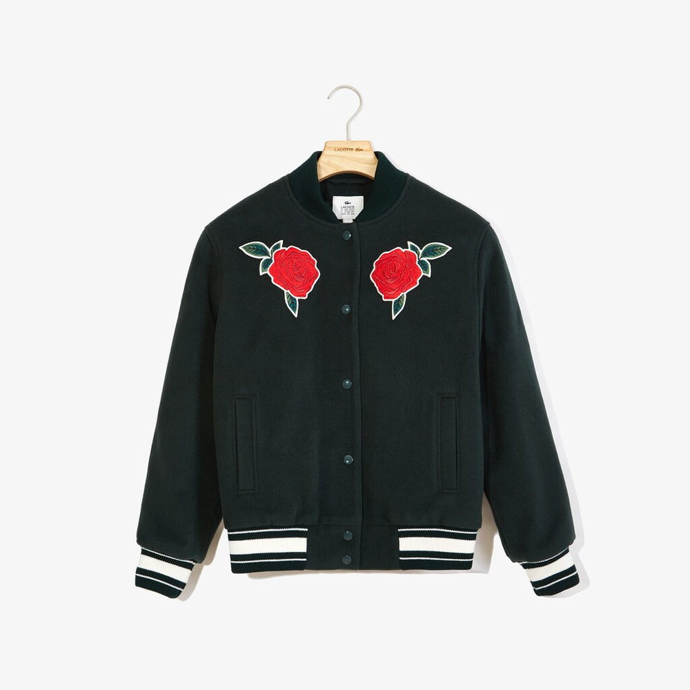Women's LIVE Rose-Embroidered Varsity Jacket / Lacoste