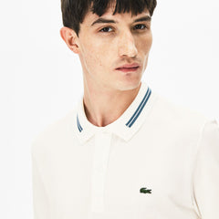 Men's Slim Fit Stripe-Accented Cotton Piqué Polo / Lacoste
