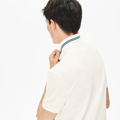 Men's Slim Fit Stripe-Accented Cotton Piqué Polo / Lacoste