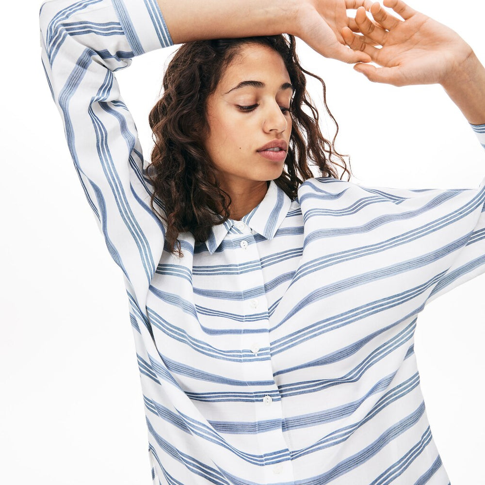 Women's Loose Fit Striped Lightweight Cotton Shirt / Lacoste