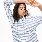 Women's Loose Fit Striped Lightweight Cotton Shirt / Lacoste