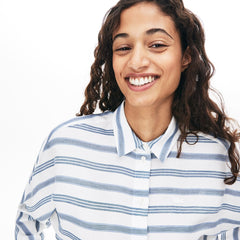 Women's Loose Fit Striped Lightweight Cotton Shirt / Lacoste