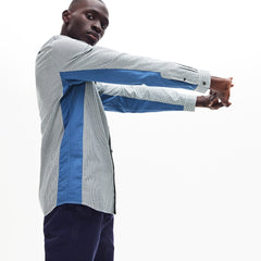 Men's Regular Fit Paneled Print-Blocked Cotton Shirt / Lacoste