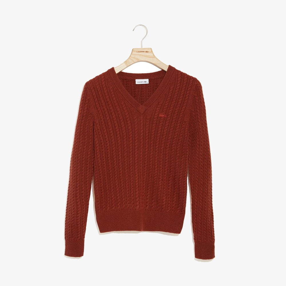 Women's Wool And Cashmere Blend Cable Knit Sweater / Lacoste