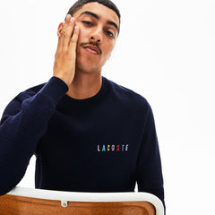 Men's Crewneck Embroidered Cotton Blend Sweater / Lacoste