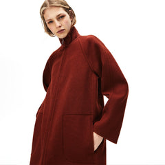Women's Standup Collar Wool-Blend Zip Coat / Lacoste