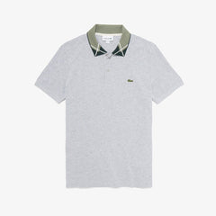Men's Regular Fit Jacquard-Collar Cotton Piqué Polo Shirt / Lacoste