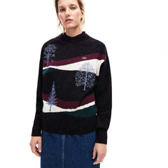 Women's Winter Design Cotton And Wool Blend Jacquard Sweater / Lacoste
