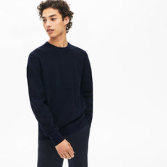 Men's Crewneck Houndstooth Cotton And Cashmere Sweater / Lacoste