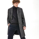 Men's Glen Plaid Wool Blend Chesterfield Coat / Lacoste