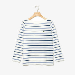 Women's Boat Neck Cotton Blend Sailor Shirt / Lacoste