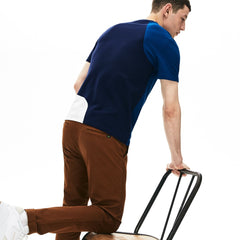 Men's Crewneck Color-Blocked Thermoregulating Piqué T-Shirt / Lacoste