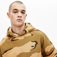 Men's LIVE Hooded Camo Print Fleece Sweatshirt / Lacoste