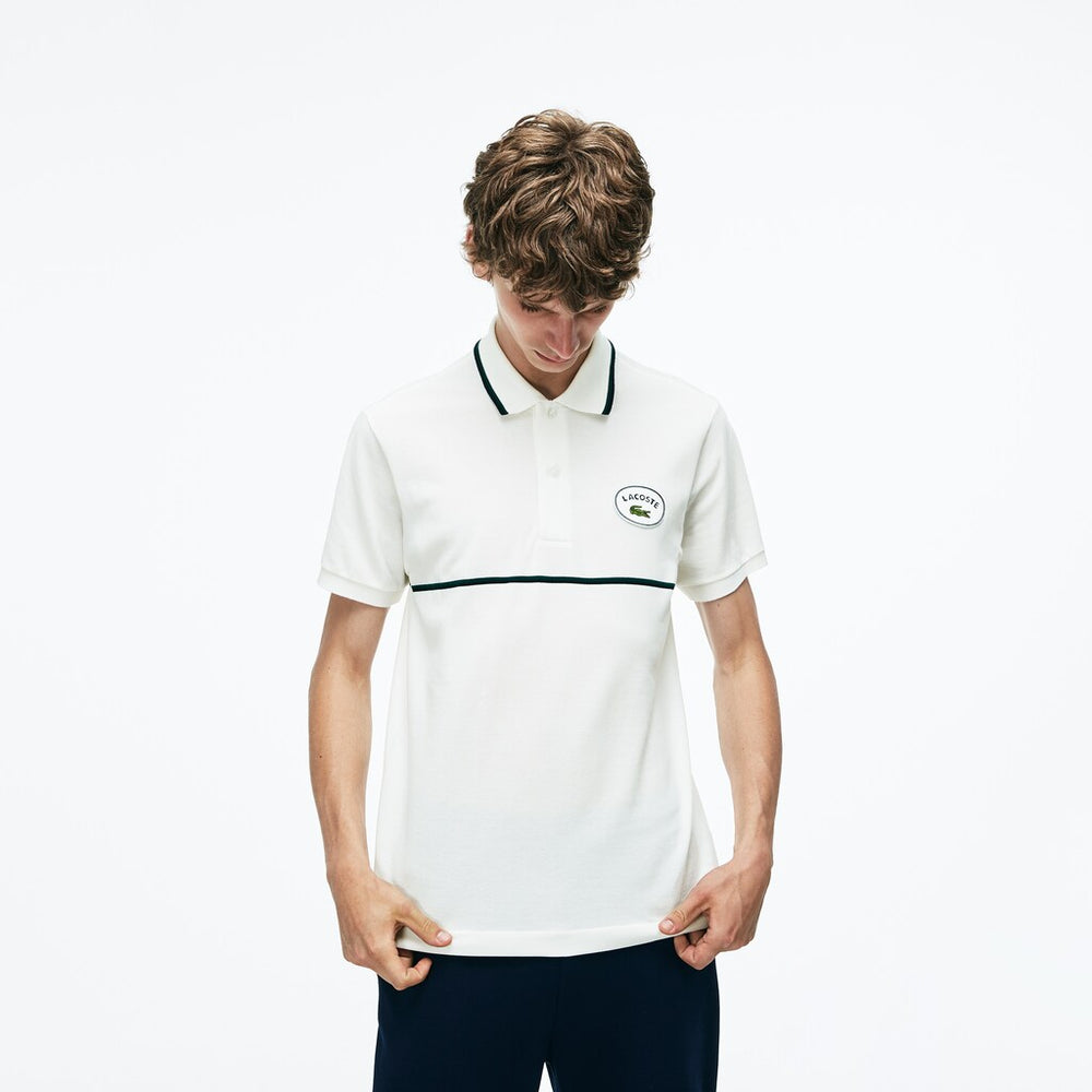 Men's Regular Fit Striped Accents Petit Piqué Polo / Lacoste
