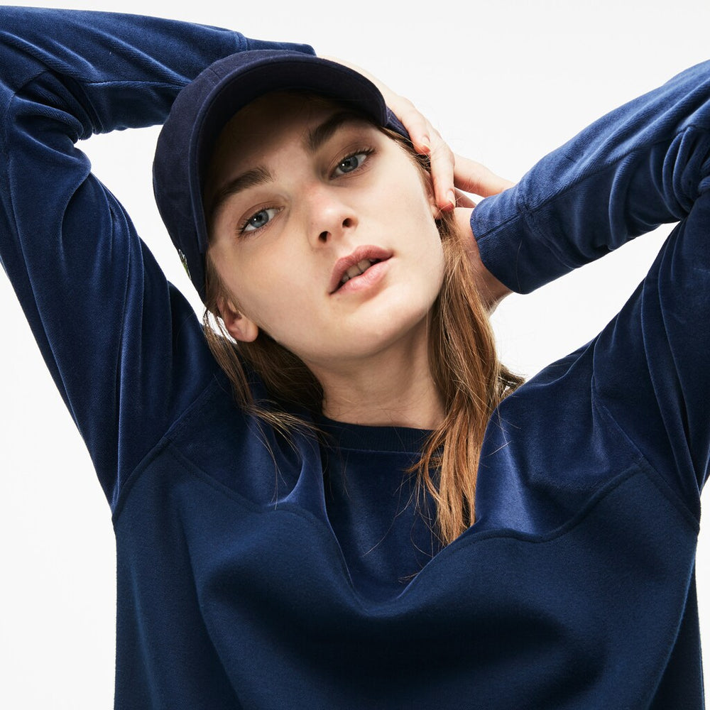 Women's Bimaterial Velour and Terrycloth Jersey Sweatshirt Dress / Lacoste