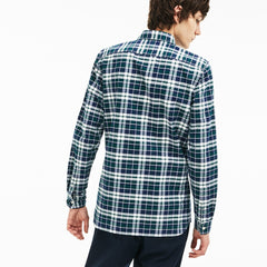 Men's Slim Fit Check Stretch Oxford Cotton Shirt / Lacoste