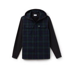 Men's Regular Fit Hooded Check Cotton Flannel Shirt / Lacoste